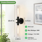Wall Sconces Set of Two, Hardwired Matte Black Bathroom Sconces Wall Lighting - Image 4