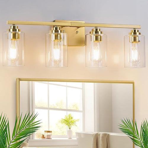 4-Light Bathroom Light Fixtures, Brushed Gold Vanity Lights, Classic Wall Lamp by WelcometoVerRon