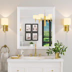 Amorho Bathroom Mirror, 36x32 Inch White Framed Bathroom Mirrors - Image 8