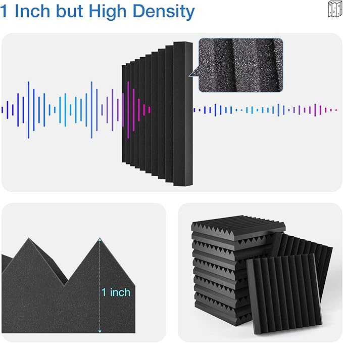 12 Pack Acoustic Panels Self-Adhesive, Acoustic Foam Wedges High Density - Image 6