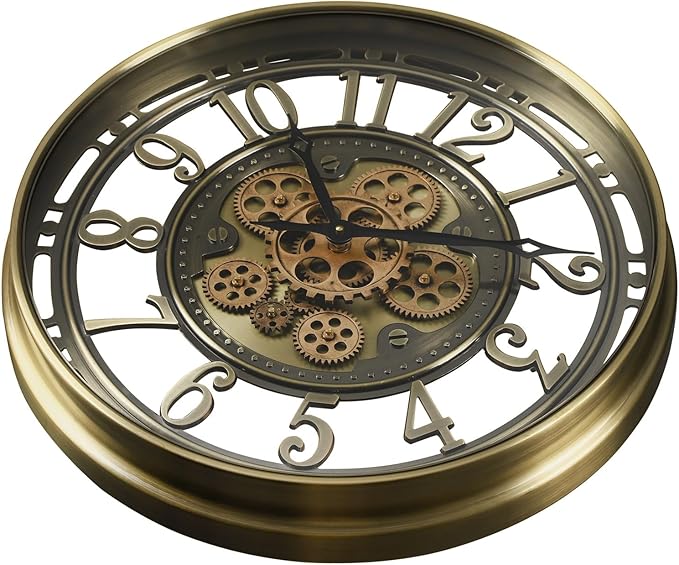 CLXEAST 21 Inch Industrial Moving Gears Wall Clock, Modern Farmhouse Arabic - Image 4