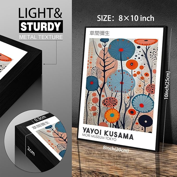 Yayoi Kusama Black Framed Wall Art 8x10in Vintage Japanese Painting Posters - Image 2
