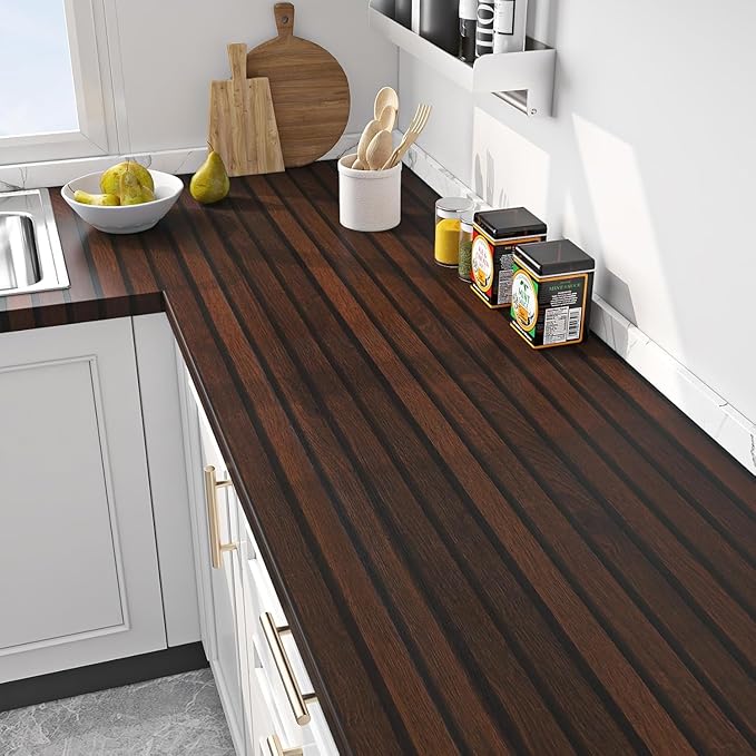 FunStick 24"x200" Slats Wood Wallpaper Peel and Stick Wall Paper Brown Walnut - Image 8