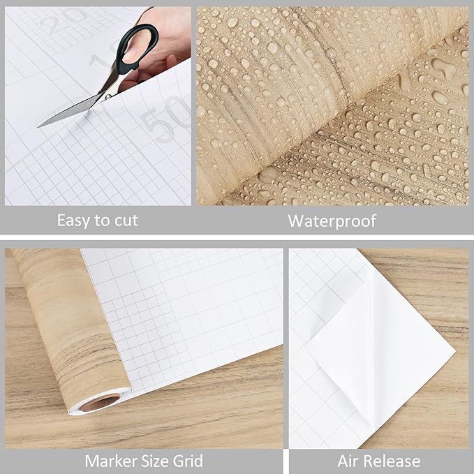 WESTICK Light Wood Grain Contact Paper Peel and Stick Countertops Waterproof - Image 6