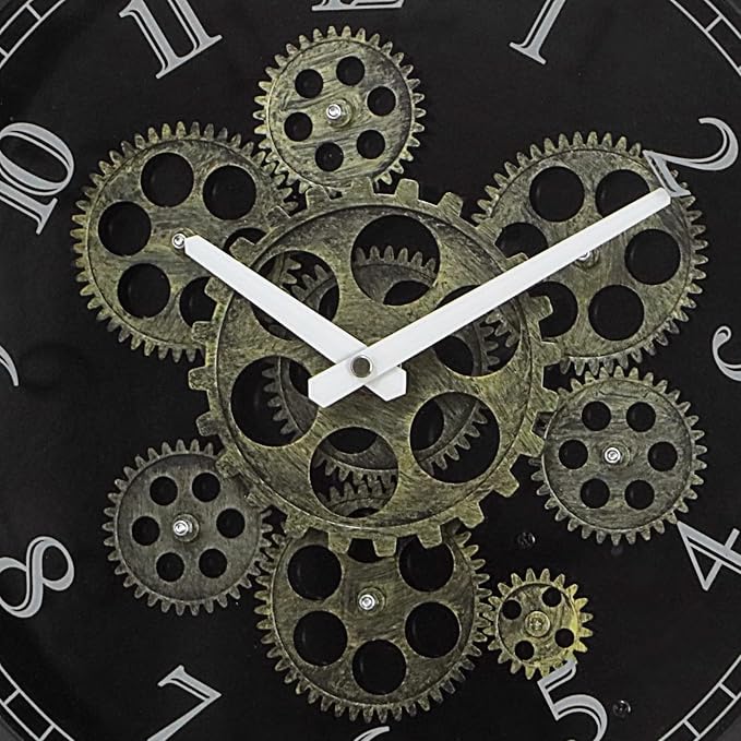 CLXEAST 15 Inch Real Moving Gear Wall Clock, Vintage Industrial Steampunk Metal - Image 8