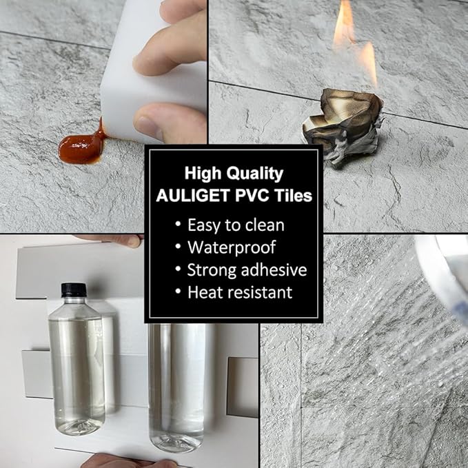 AULIGET 20-Piece Light Slate Peel and Stick Backsplash Wall Tiles, Laundry Room - Image 5