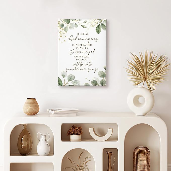 HIWX Christian Inspirational Wall Decor, Be Strong and Courageous Bible Verses - Image 2