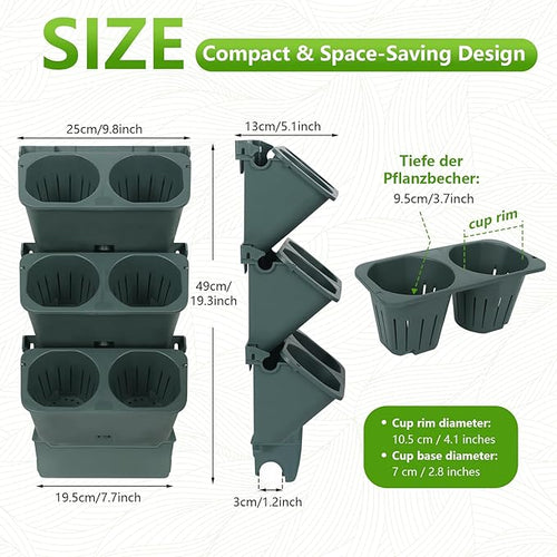 3-Tiers Vertical Wall-Mounted Planter - Image 2