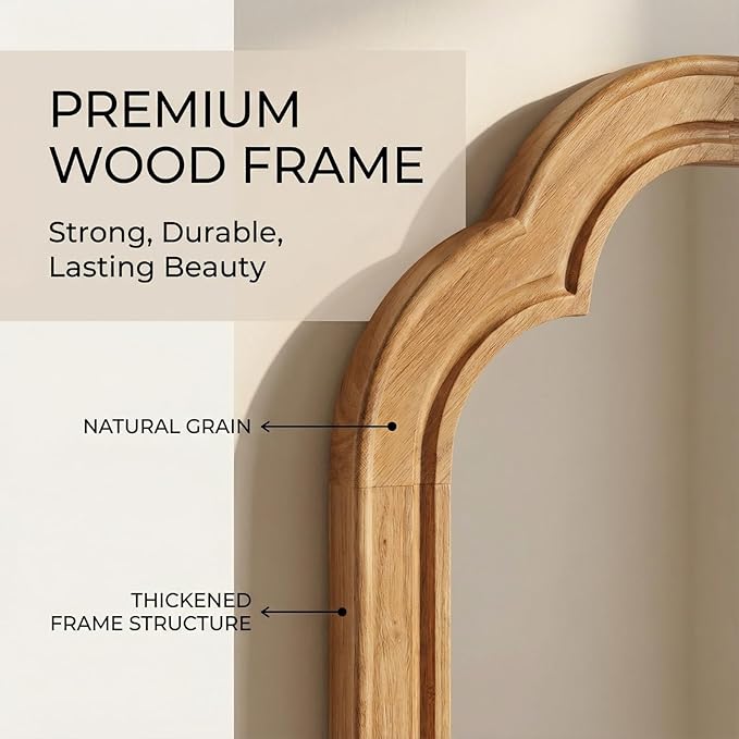 Wood Bathroom Mirror for Wall, 36 x 24 Inch Large Decorative Wall Mirror - Image 3