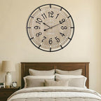 24 Inch Large Farmhouse Wall Clock, Metal Rustic Wood - Image 6