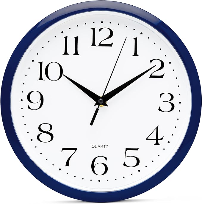 Bernhard Products Navy Wall Clock Silent Non Ticking by BernhardProducts