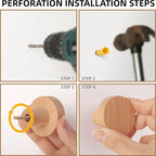 4 Pack Wood Hooks No Damage Wall Hooks Round Rings Adhesive Hooks Clothes - Image 4