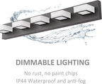 Ralbay Dimmable Matte Black Vanity Light Modern 5 Lights Acrylic Stainless - Image 7