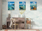 weiyiart Beach Decor Canvas Wall Art Blue Ocean Boat on the Sea Print Painting - Image 5