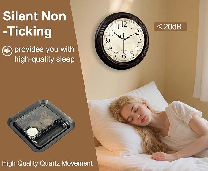 Vintage Wall Clock 16 Inch Quartz Silent Non-Ticking Analog Clock Battery - Image 4