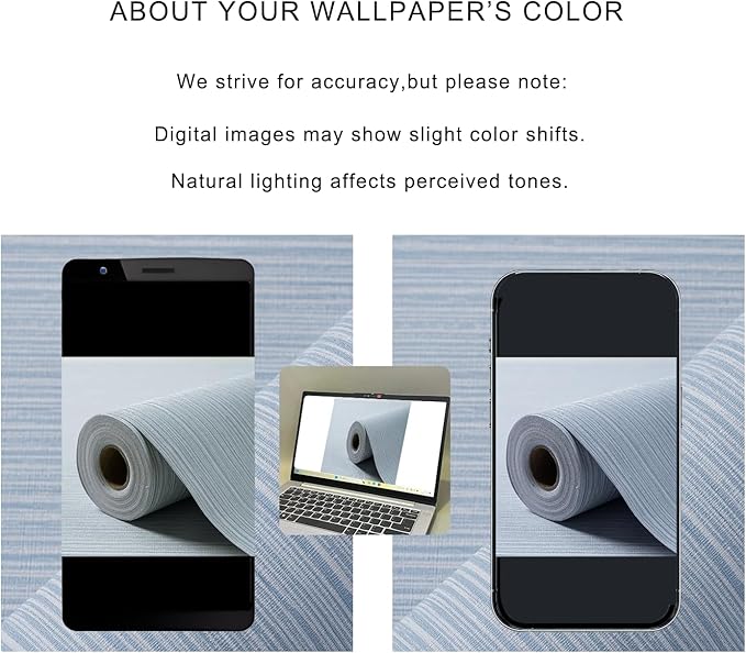 Grasscloth Textured Wallpaper Light Blue Peel and Stick 24inX393in Fabric Wall - Image 4