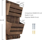 Unistyle Mail Organizer with 4 Hooks, Rustic Brown Wall Mount, Cedar Wood Key - Image 7