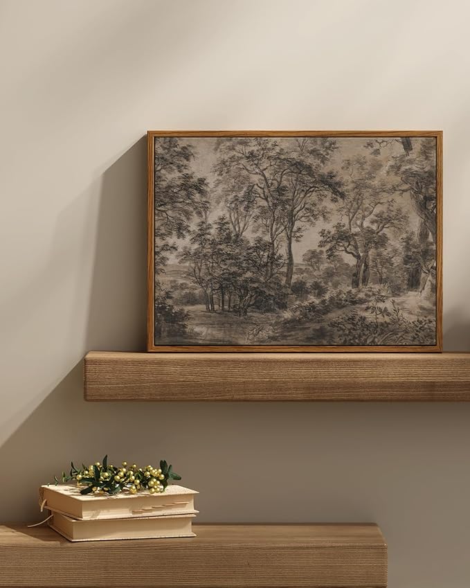 InSimSea Framed Canvas Wall Art, Vintage Wall Decor, Antique Watercolor Country - Image 2