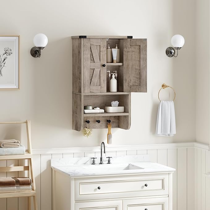 MAHANCRIS Bathroom Wall Cabinet, Farmhouse Medicine Cabinet - Image 5