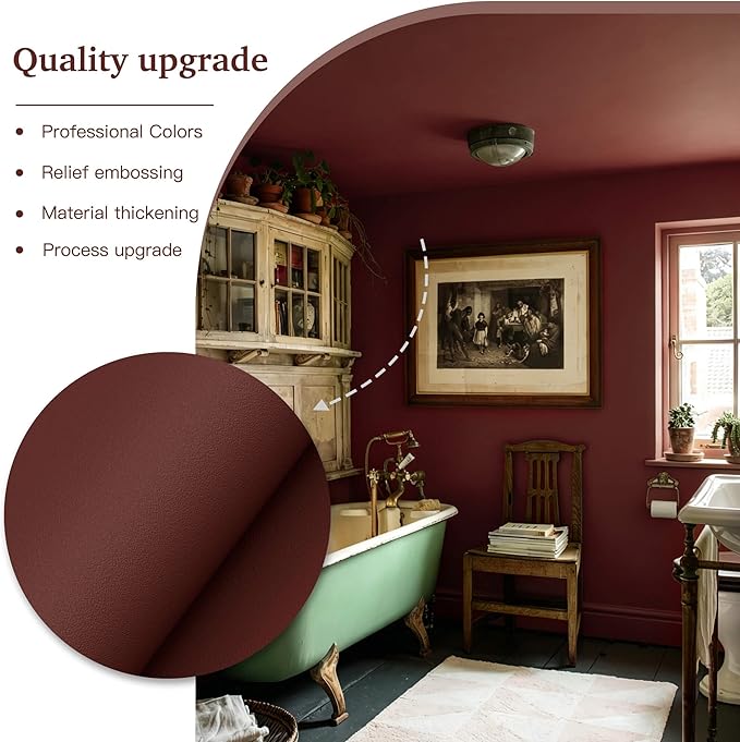 Dimoon 78.7"x17.7" Peel and Stick Wallpaper Dark Red Contact Paper - Image 7