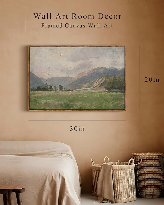 InSimSea Framed Canvas Wall Art Vintage Decor, Prairie Mountain Landscape - Image 4