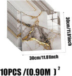 10pcs Peel and Stick Tile Shower Waterproof Marble Tiles Wall Panels, - Image 3