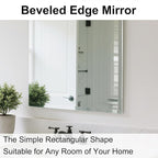 Ruomeng Rectangle Wall Mirror Frameless Bathroom Mirror 48” x 30" Beveled Edge - Image 5