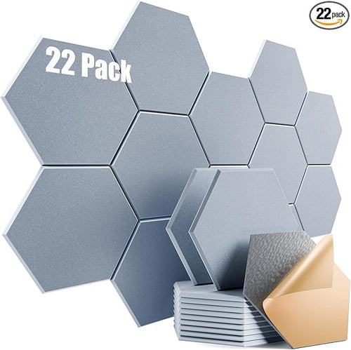 22 Pack Self-adhesive Acoustic Panels 12" X 10" X 0.4" by Dailycooper