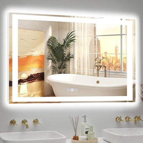 40x32 LED Bathroom Mirror with Lights, Super Bright Front & Backlit Vanity by GreatMirrorTalksItself