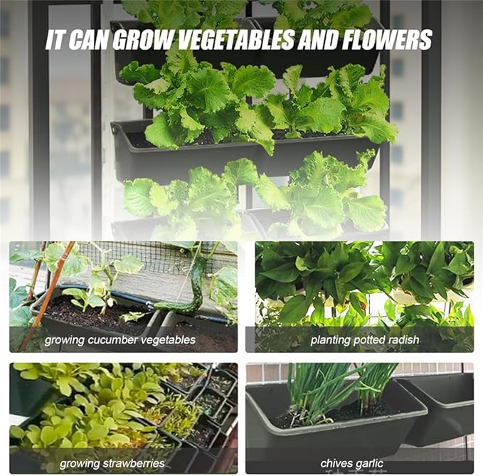 Vertical Garden Wall Planter, 4-Tier Stackable Wall Planter Indoor Outdoor - Image 5