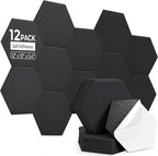 12 Pack Hexagon Acoustic Panels, Self-Adhesive Acoustic Wall Panels by AUSLET