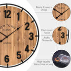 EMAX HOME Large Old Town Farmhouse Wall Clock 30 Inches Rustic Antique Wood - Image 6