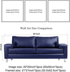 Wieco Art Framed Wall Art Blue Abstract Flowers 3 Panels Canvas Prints Home Art - Image 8