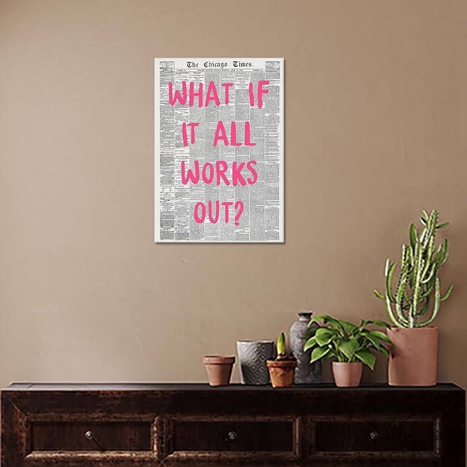 Liyark Retro Trendy Newspaper Canvas Wall Art 'What If All Works Out' Poster - Image 3