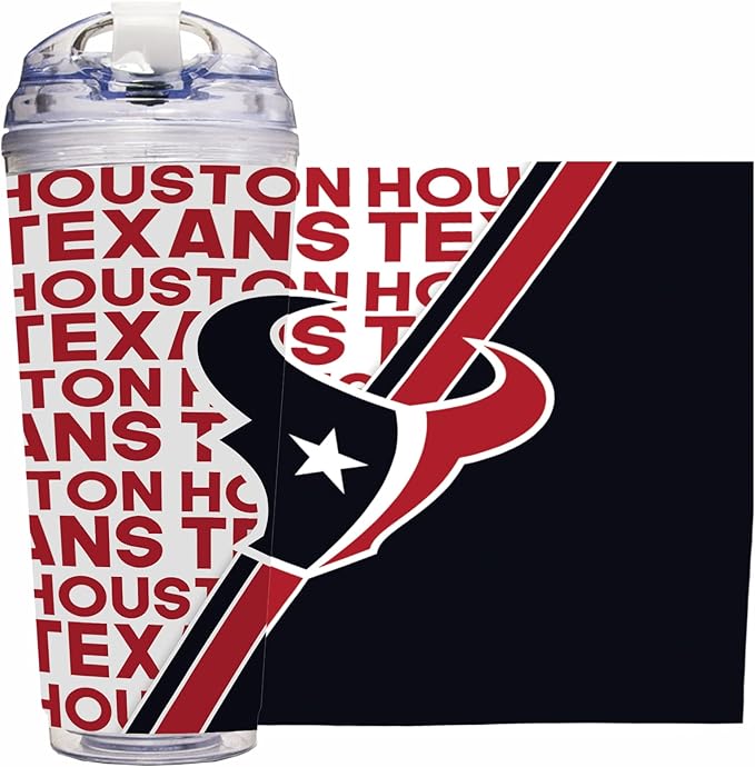 NFL Football 24oz Acrylic Tumbler with Hinged Lid, Officially Licensed Double Wall Tumbler for NFL Fans