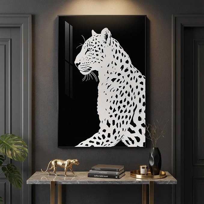 Framed Modern Animal Black and White Wall Art, Large Leopard Animal Prints - Image 5