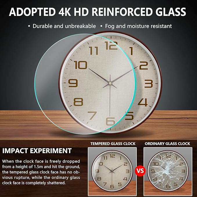Woodgrain Wall Clocks Battery Operated 12 Inch - Image 5