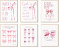 KBKBART Coquette Pink Bow Wall Art Decor Posters– Set of 6 Unframed 8x10 Prints by KBKBART