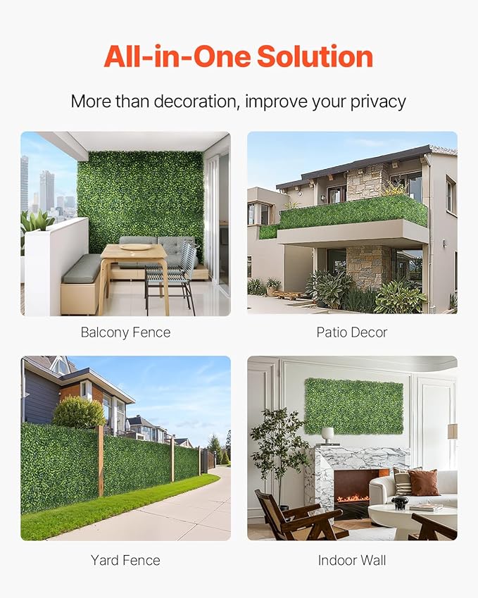 VEVOR Artificial Grass Wall Panels, 60 x 120 inch, Milan Grass Greenery Boxwood - Image 5