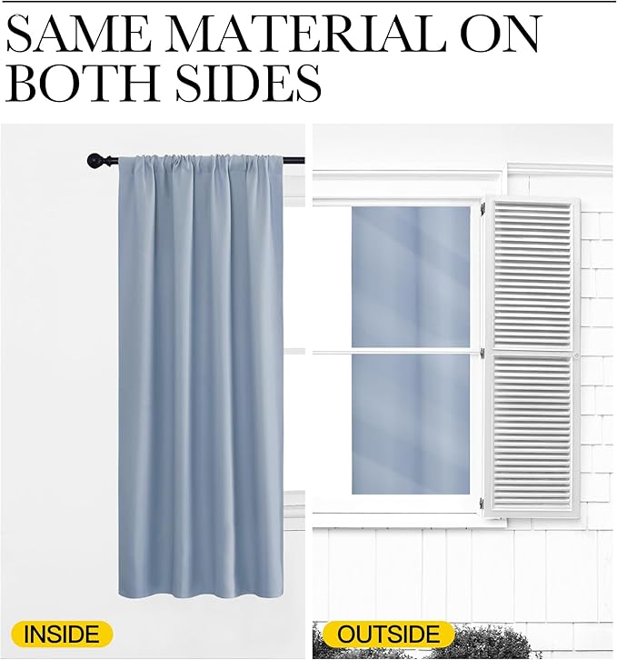 NICETOWN Blackout Curtains for Bedroom, Vintage Blue, 1 Pair, 42 by 45-inch - Image 5