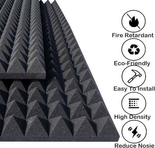 4 Pack Acoustic Foam, High Density Fire Resistant Soundproof Panels - Image 2