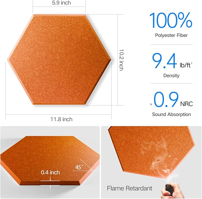 18 Pack Self-Adhesive Acoustic Panels 12" X 10" X 0.4" - Image 3