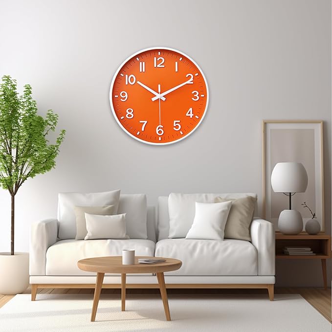 HZDHCLH Wall Clocks Battery Operated, Wall Clock Orange, 8 inch Wall Clock - Image 9