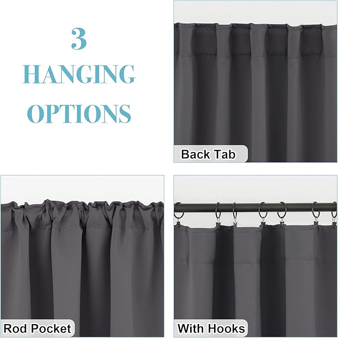 RYB HOME Blackout Curtains for Kitchen, Room Darkening Half Window Treatment - Image 6