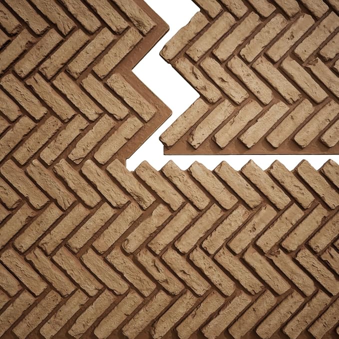 EverStone Herringbone Faux Brick Panel, 46 1/2"W x 25 1/4"H x 1"D, Terracotta - Image 9