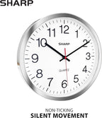 Sharp Wall Clock – Silver/Chrome, Silent Non Ticking 10 Inch Quality Quartz - Image 2