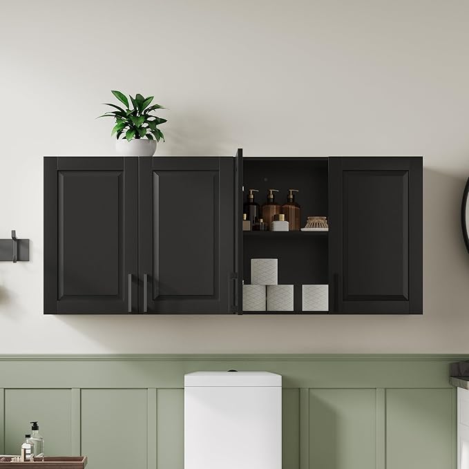 ChooChoo Laundry Room Cabinets, 4 Doors Wall Mounted Storage Cabinet, Kitchen - Image 7