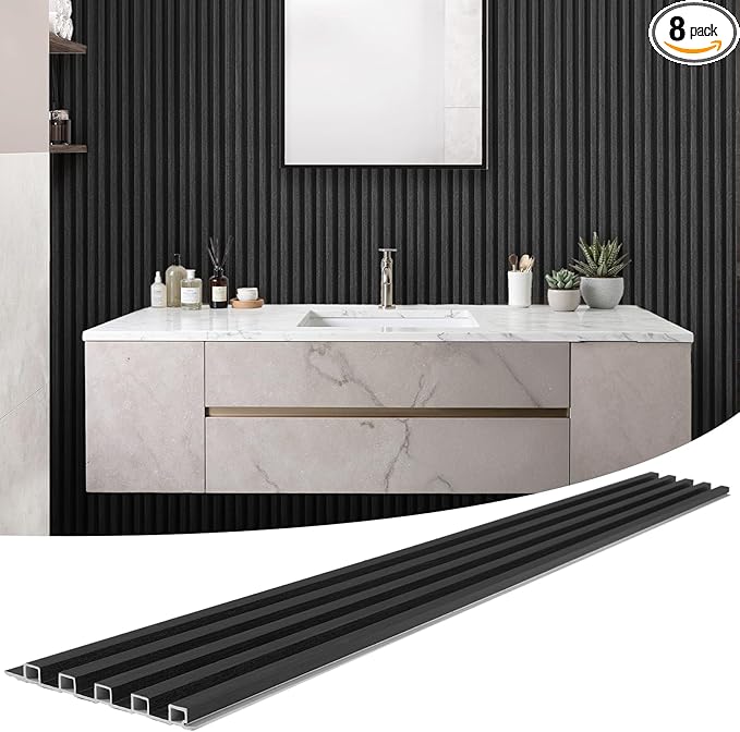 WPC Slat Wall Panels 8 Pack 96" x 8.2", Waterproof Fluted Wall Paneling by LARWORKS