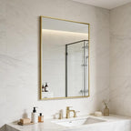 Bathroom Mirror for Wall, 36x24 Inch Metal Framed Mirror, Brushed Gold - Image 3