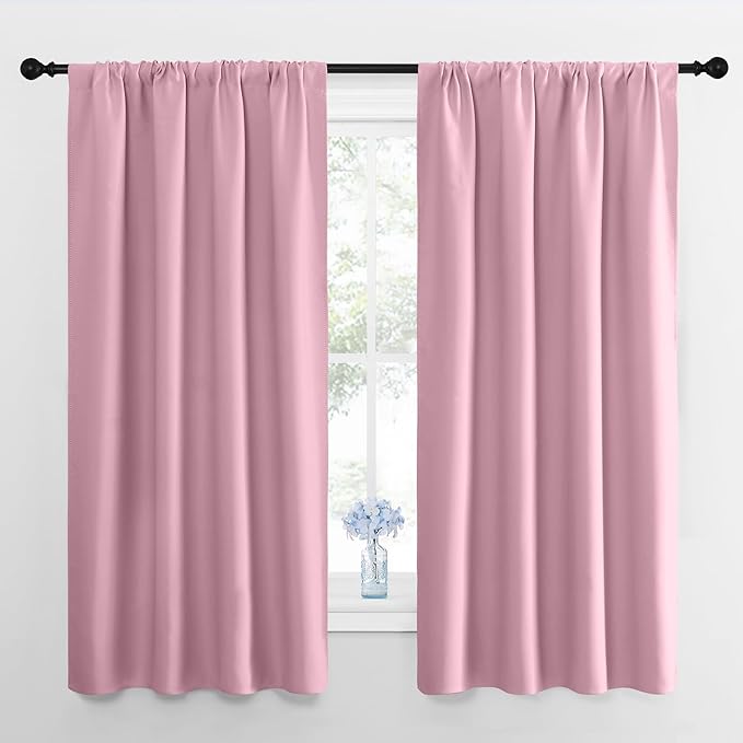 NICETOWN Kitchen Curtains, Short Blackout Drapes, Rouge Pink, Thermal Insulated by NICETOWN